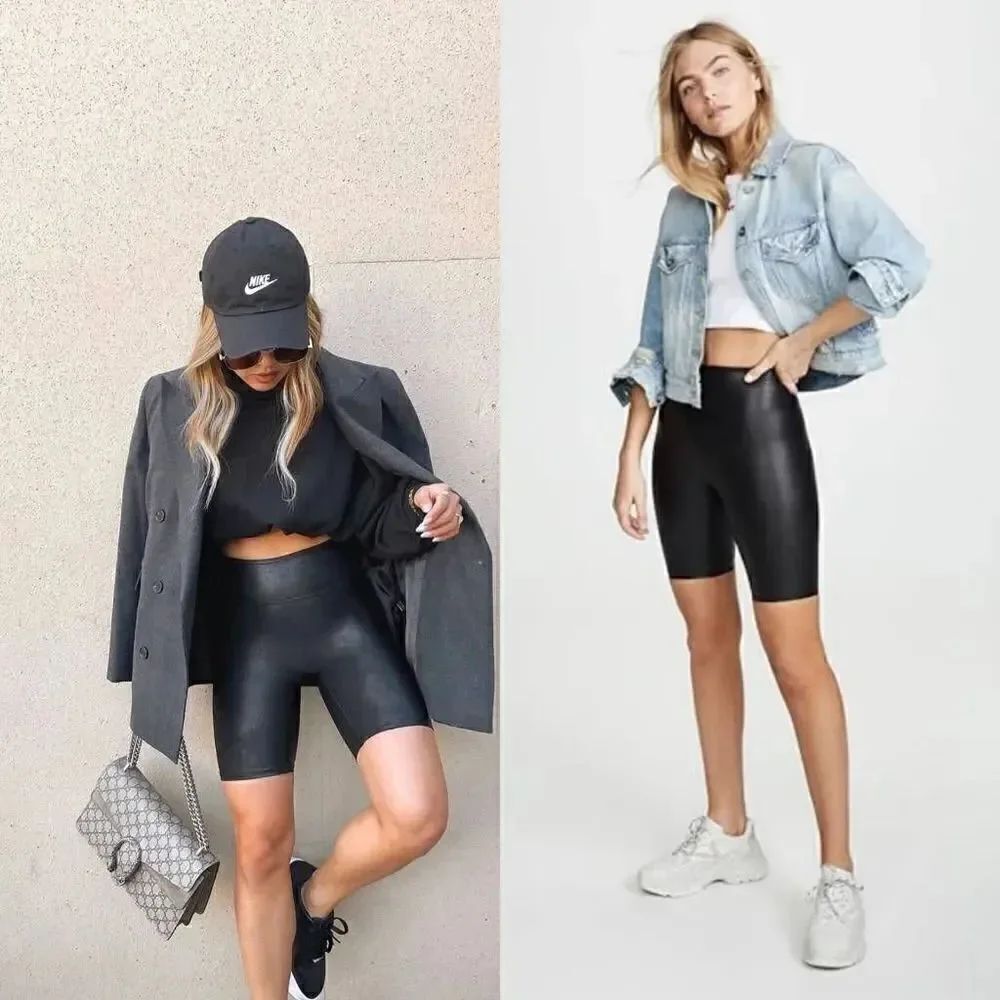 Spanx Faux Leather Bike Shorts S  NWOT